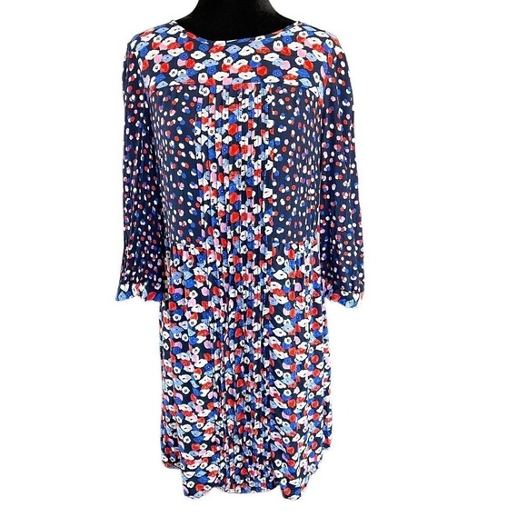 Boden Hotchpotch Poppy Meadow Floral Dress Blue Pink Multi Pattern Sz 6R - Picture 2 of 16